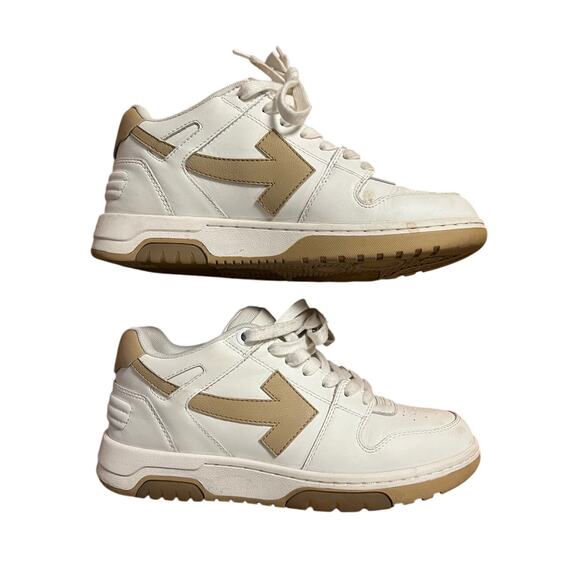 OFF-WHITE Out Of Office OOO White Tan Women's Sneakers Size 39 9d - Picture 1 of 11